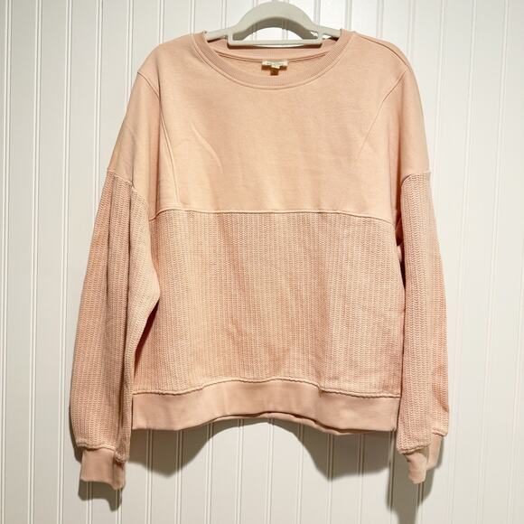 Anthropologie Pilcro Pink Mixed Rib Sweatshirt Size Small - Picture 2 of 6
